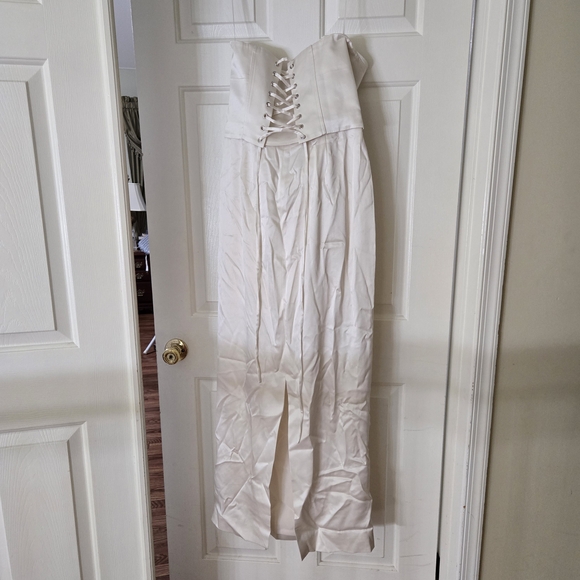 SZ 10 NWT Reformation Ariyah Corset Satin Maxi Dress Off White Wedding - Picture 5 of 15